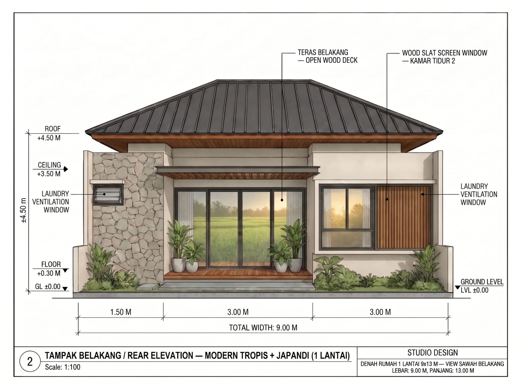 Render Elevasi Belakang