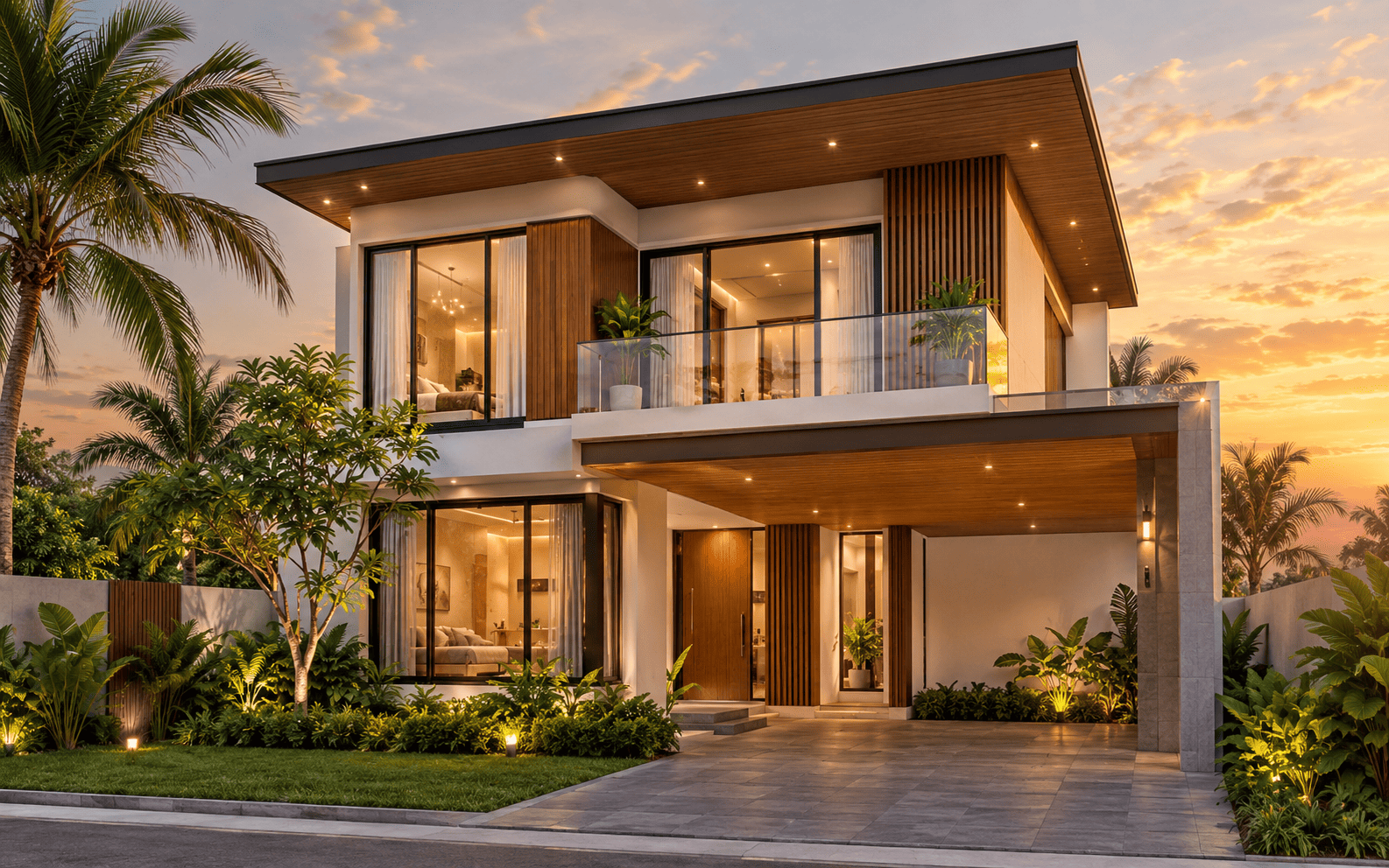 Render 3D rumah minimalis modern dua lantai