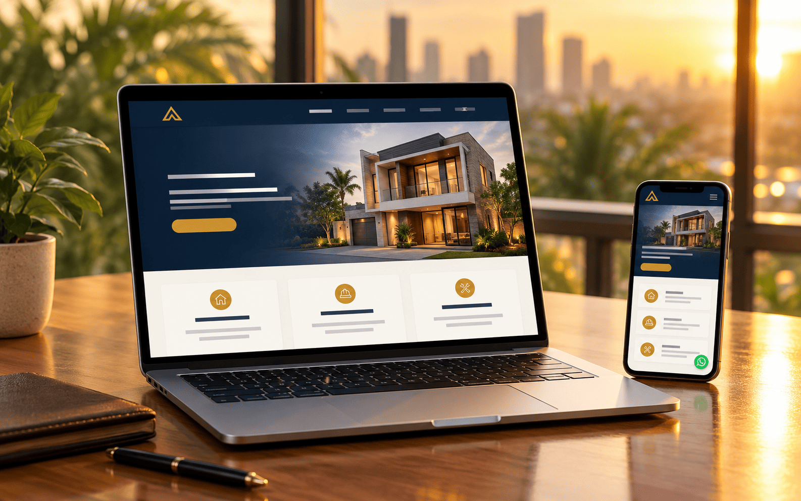 Mockup website white label partner di laptop dan HP