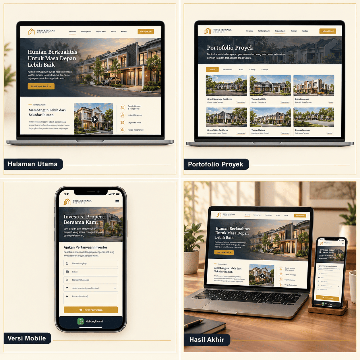 Website Company Profile Developer Perumahan — Tampak Depan, Denah, Potongan, Hasil Akhir