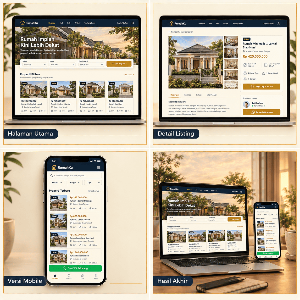 Website Katalog Rumah Second — Tampak Depan, Denah, Potongan, Hasil Akhir