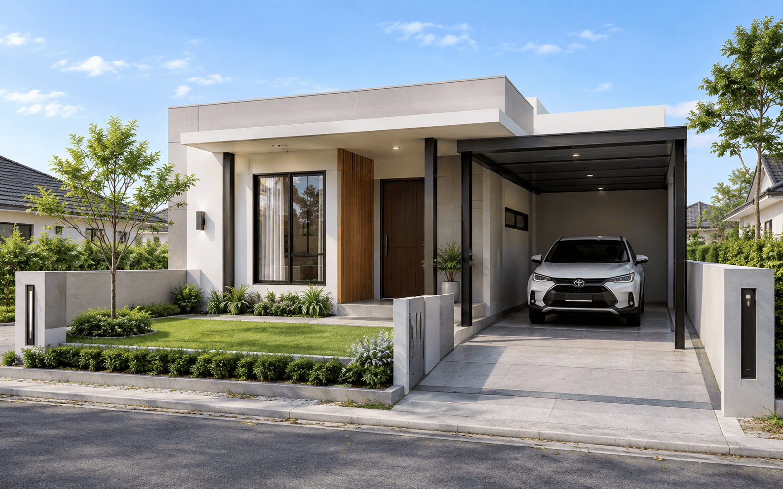 Sample desain rumah minimalis modern 1 lantai — Vorta Studio