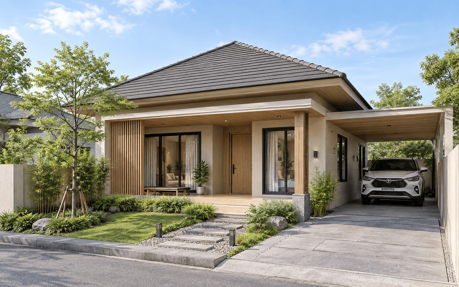 Sample desain rumah Japandi 1 lantai — Vorta Studio