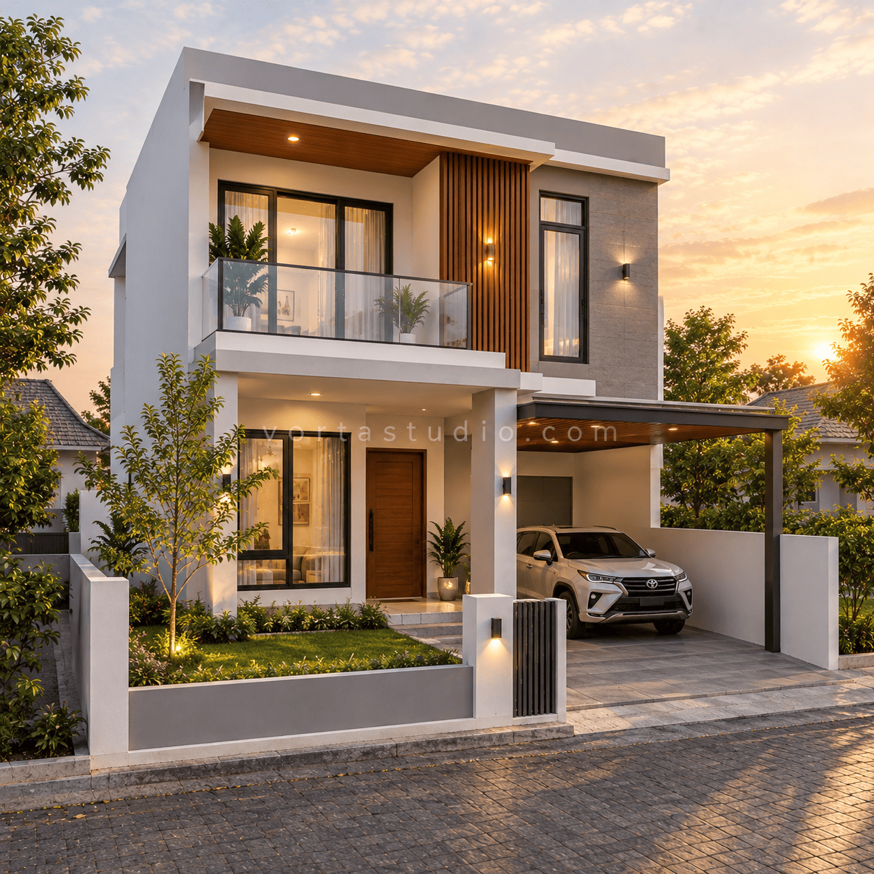 Sample desain rumah minimalis 2 lantai VS-002 — Vorta Studio