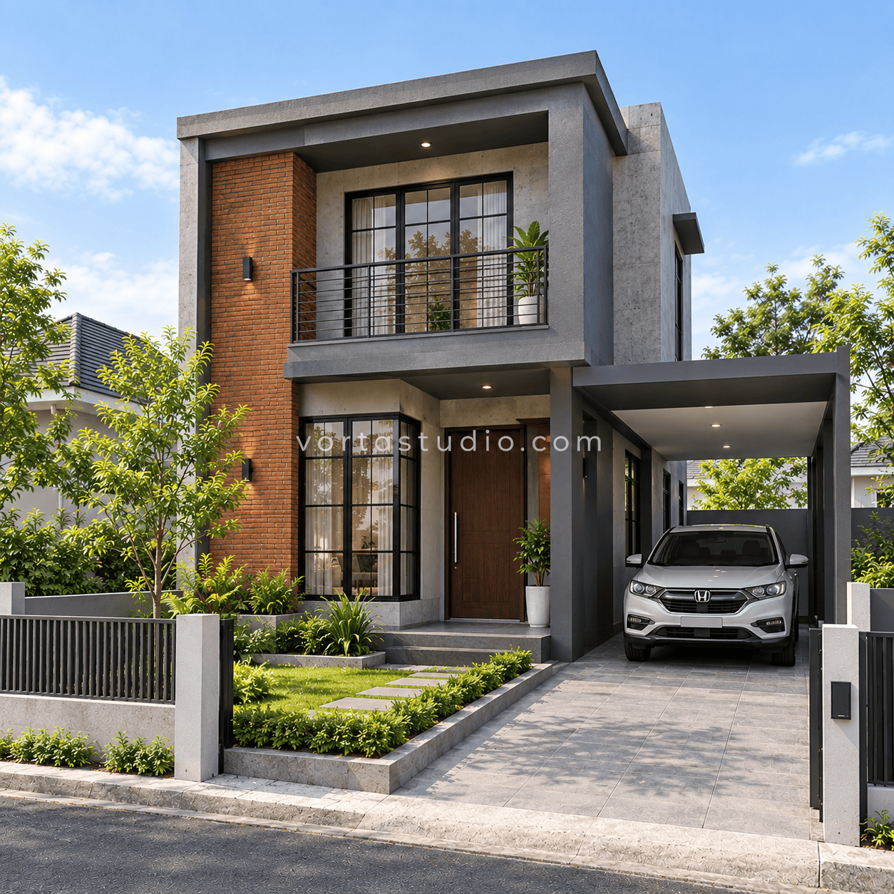 Sample desain rumah industrial minimalis 2 lantai VS-005 — Vorta Studio