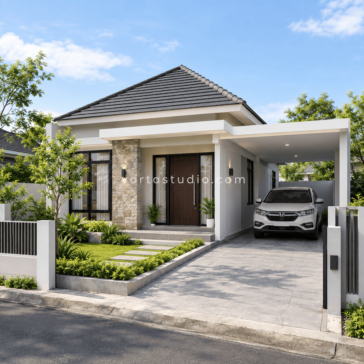 Sample desain rumah minimalis type 60/120 VS-009 — Vorta Studio
