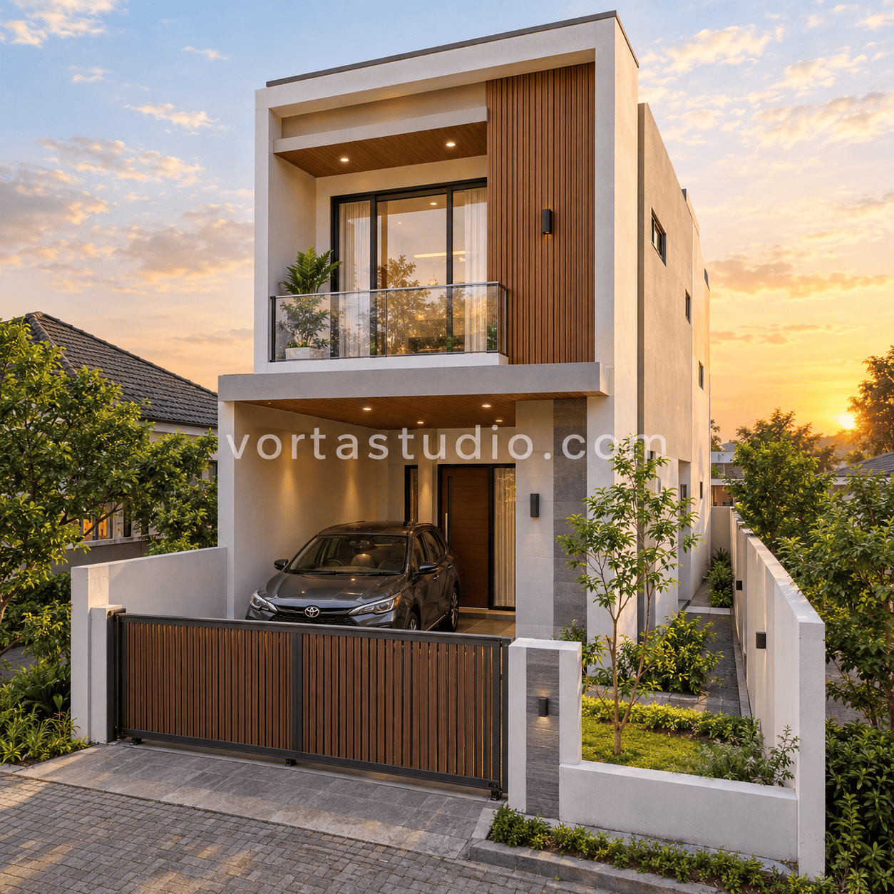 Sample desain rumah minimalis 2 lantai lahan sempit VS-011 — Vorta Studio