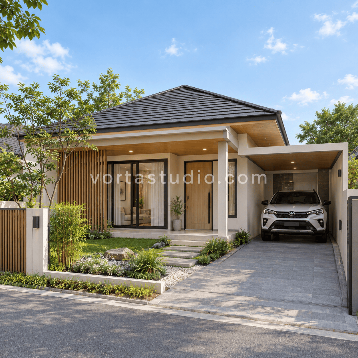 Sample desain rumah japandi 1 lantai VS-012 — Vorta Studio