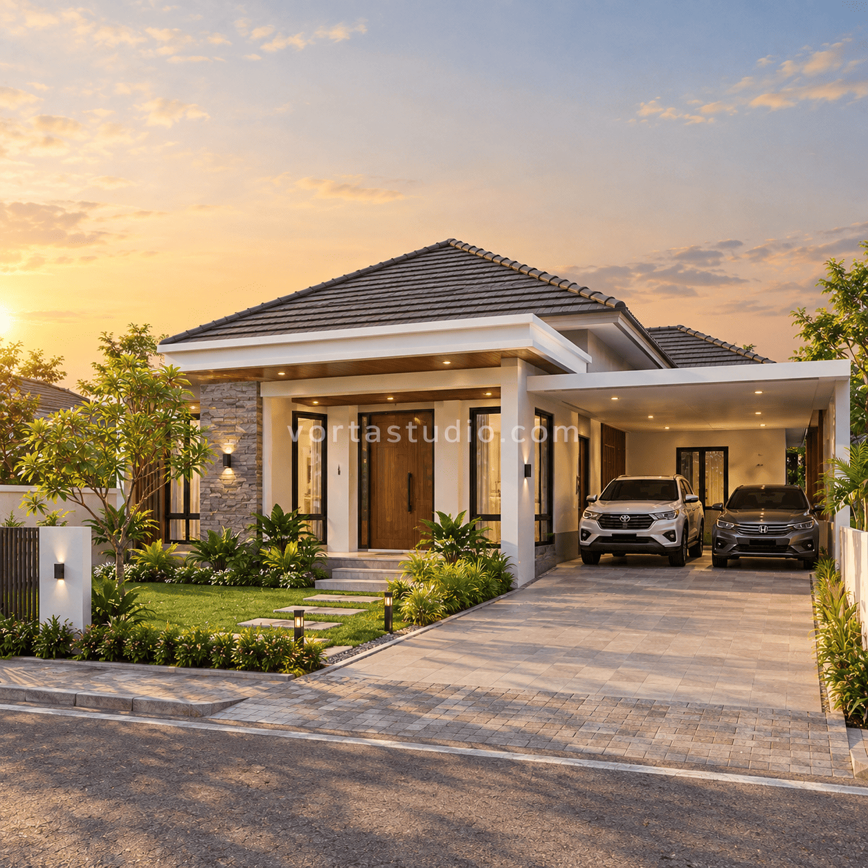 Sample desain rumah minimalis type 70/150 VS-017 — Vorta Studio