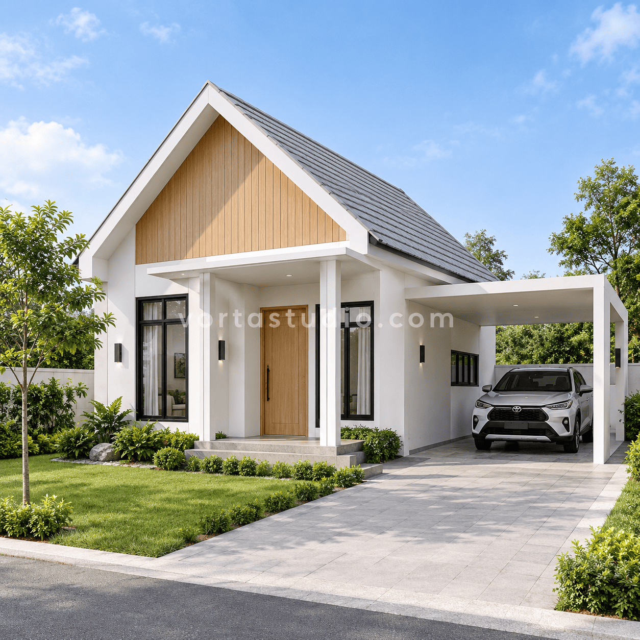 Sample desain rumah scandinavian minimalis modern atap curam VS-111 — Vorta Studio