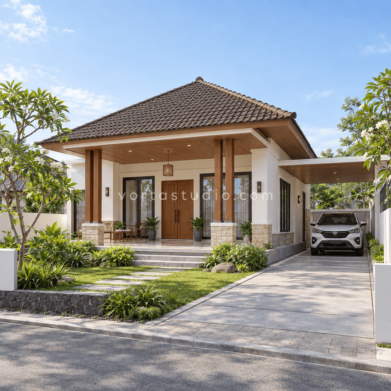 Sample desain rumah jawa minimalis modern pendopo kolom ganda VS-113 — Vorta Studio