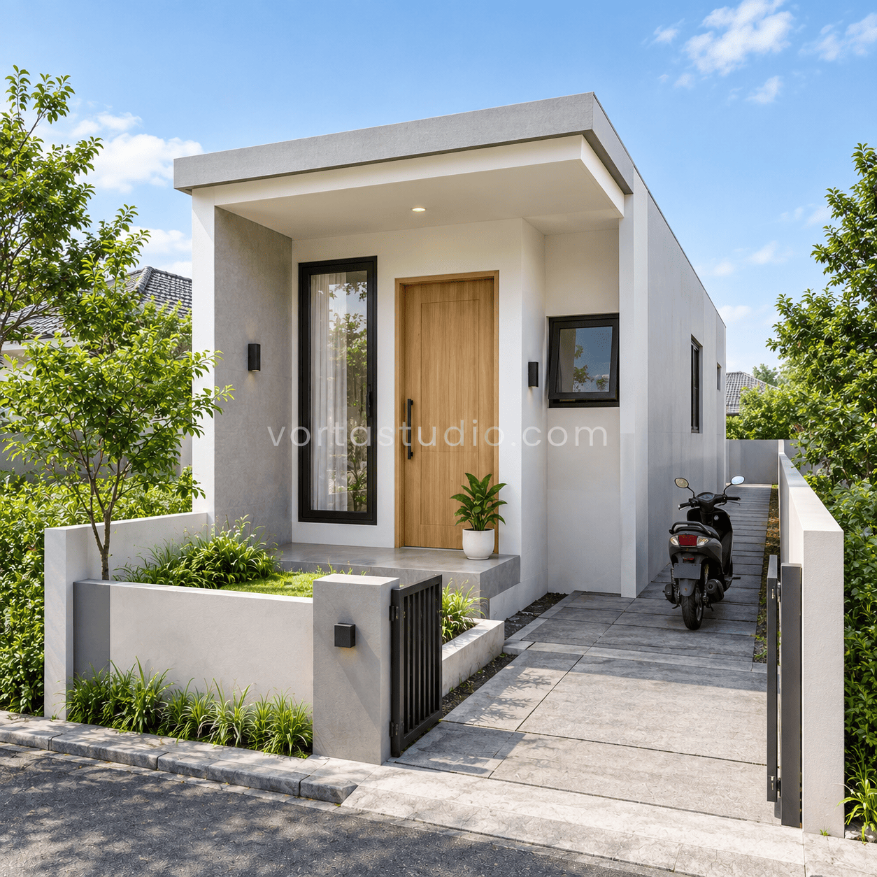 Sample desain rumah minimalis modern lahan sangat sempit 3x13 1 lantai VS-129 — Vorta Studio