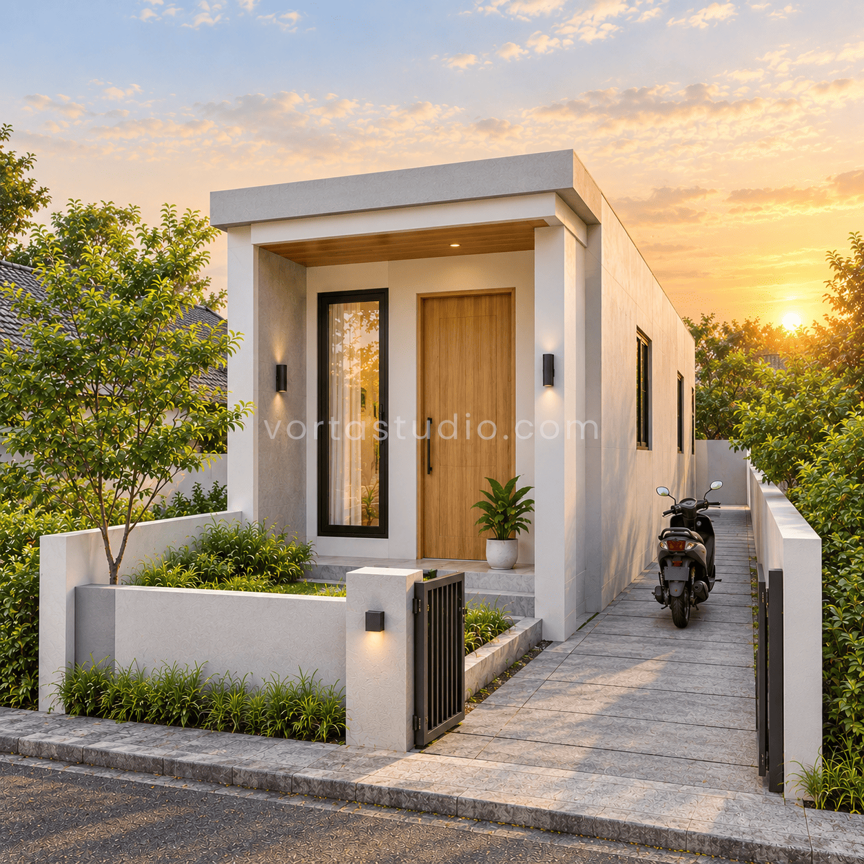 Sample desain rumah minimalis modern lahan sangat sempit 3x12 1 lantai VS-136 — Vorta Studio