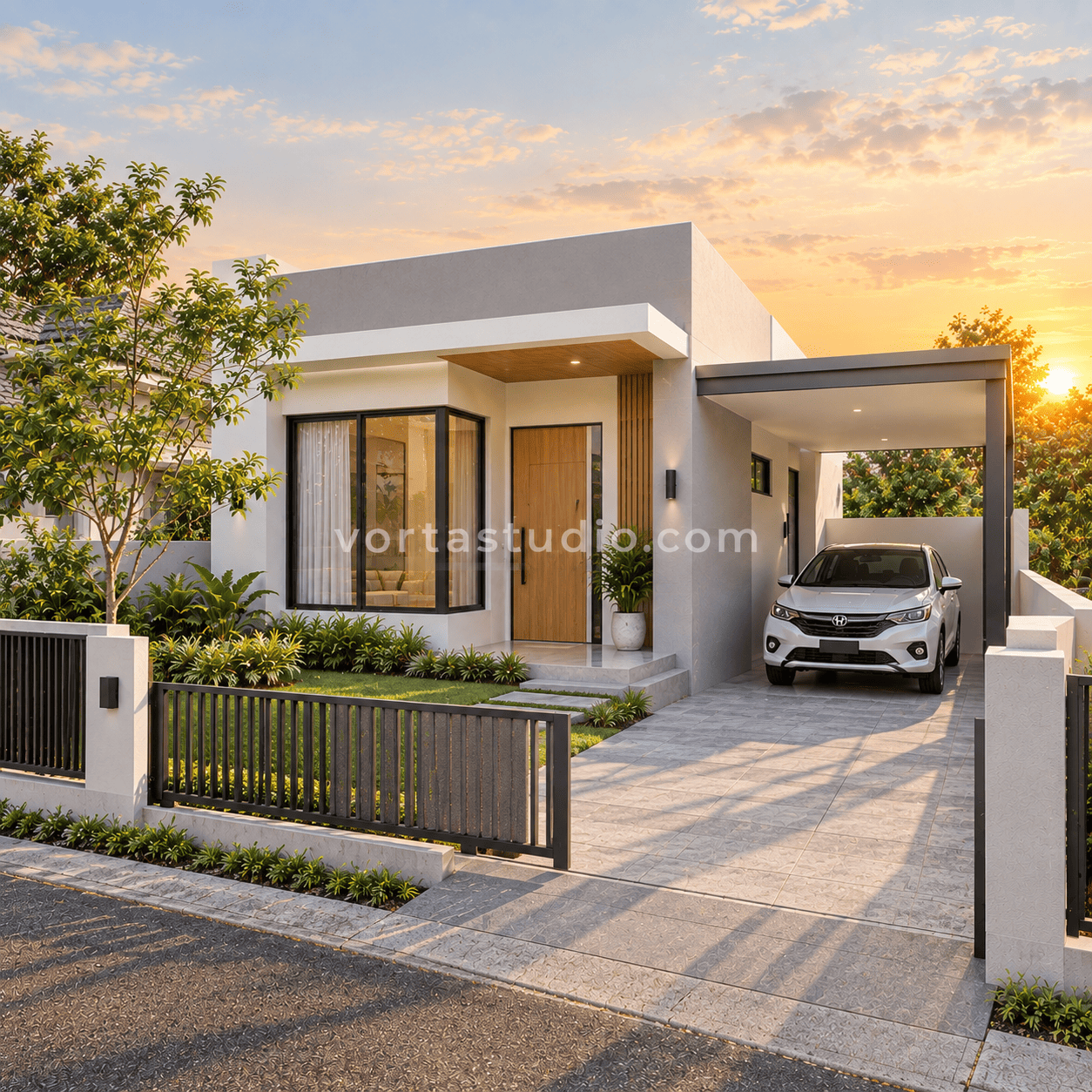 Sample desain rumah minimalis modern lahan kecil 6x12 VS-142 — Vorta Studio