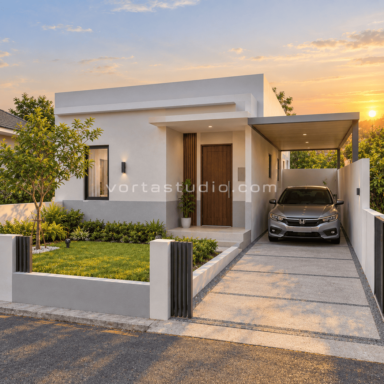 Sample desain rumah minimalis modern dak datar sederhana VS-144 — Vorta Studio