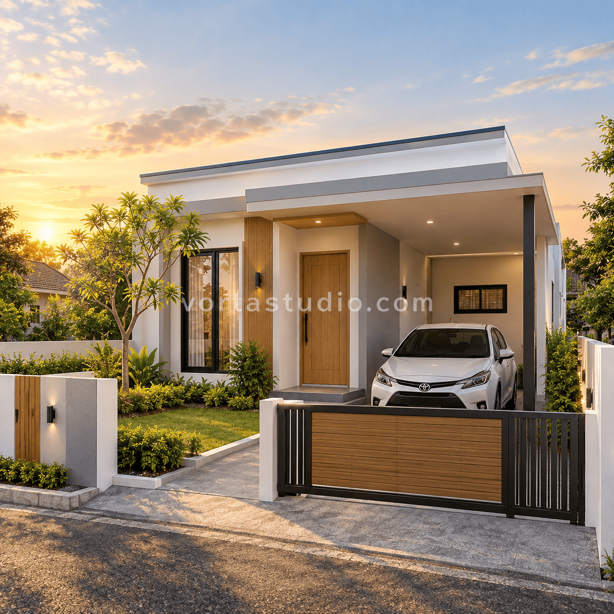 Sample desain rumah minimalis modern lahan kecil 5x14 VS-146 — Vorta Studio