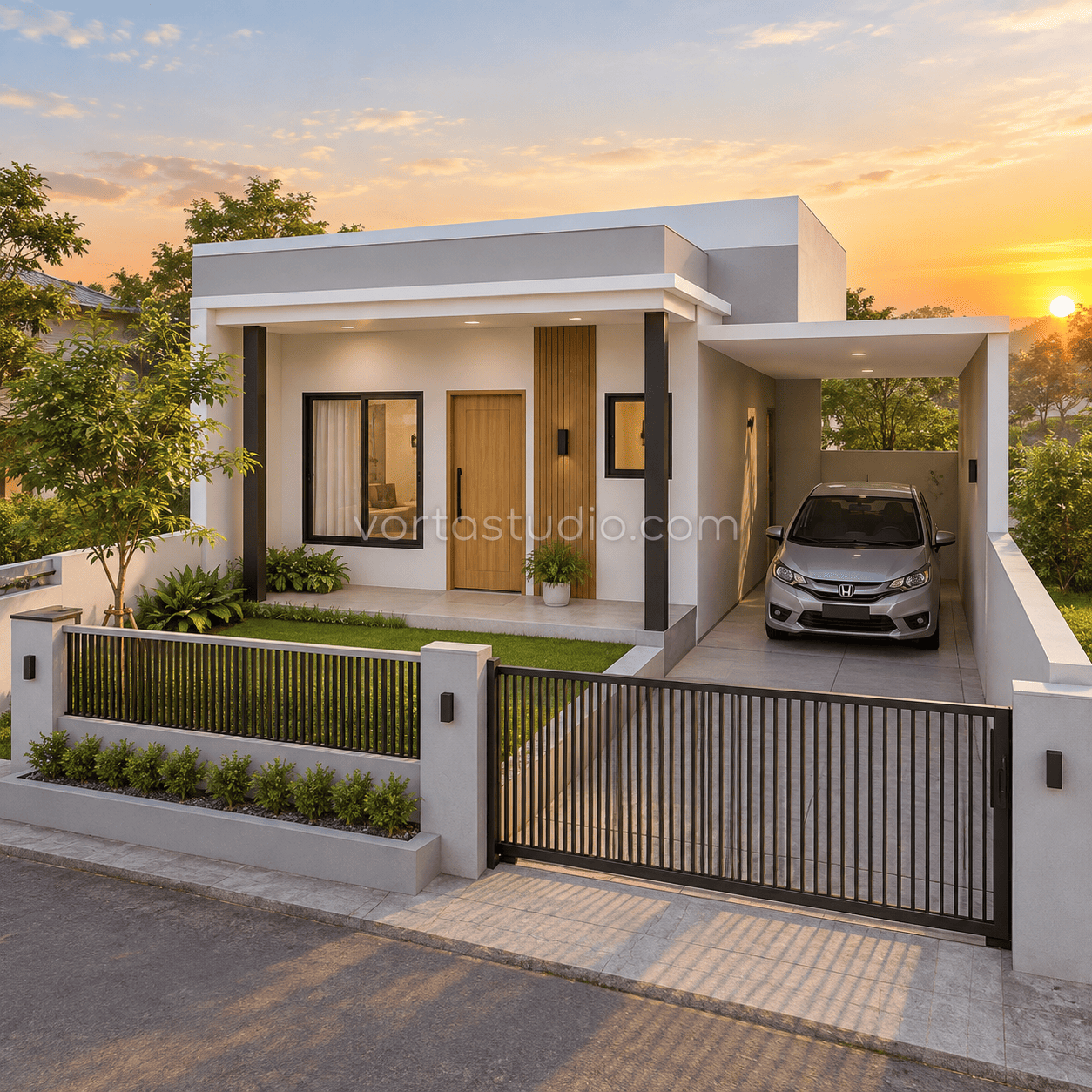 Sample desain rumah minimalis modern lahan kecil 6x14 VS-150 — Vorta Studio