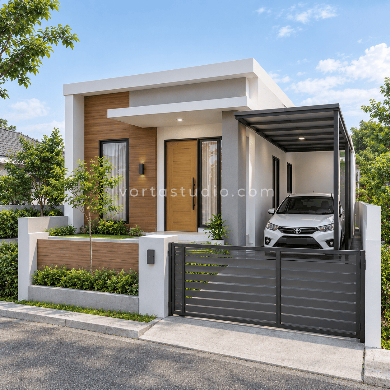 Sample desain rumah minimalis modern lahan kecil 5x12 VS-157 — Vorta Studio