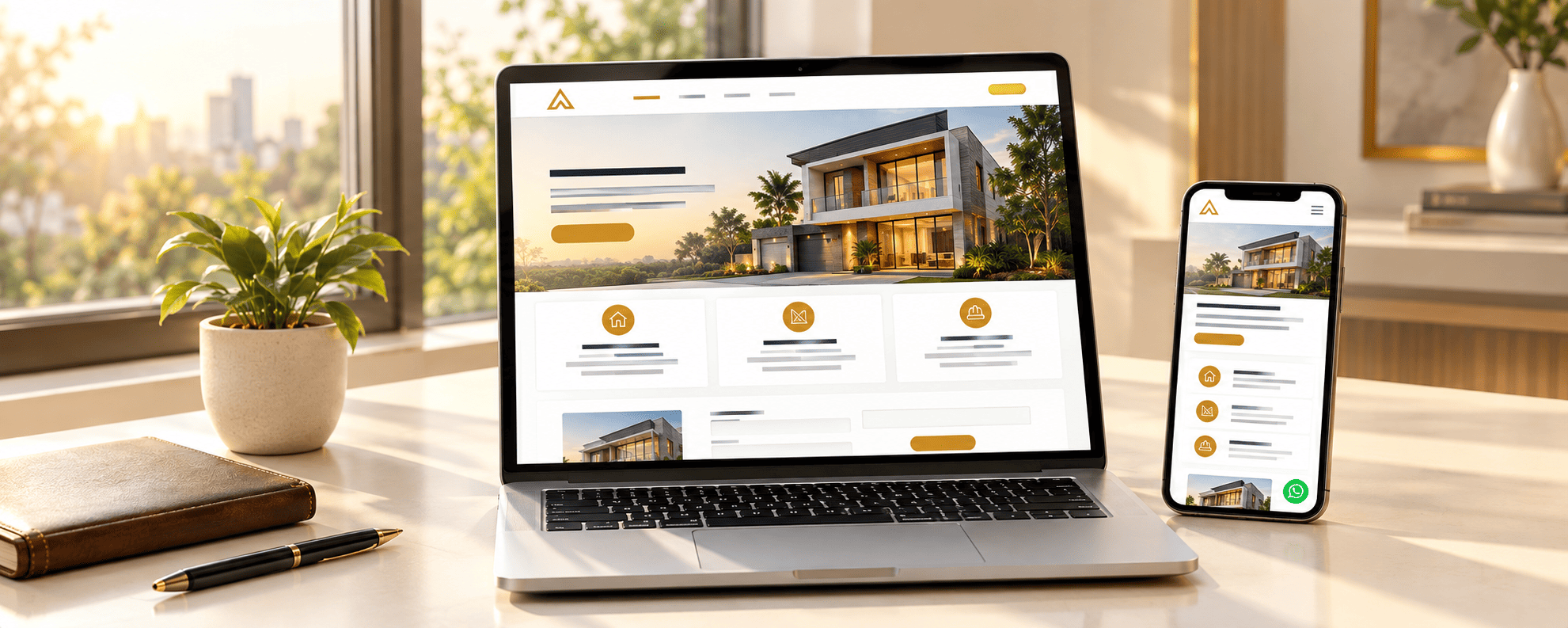 Contoh website partner dengan brand sendiri di laptop dan HP
