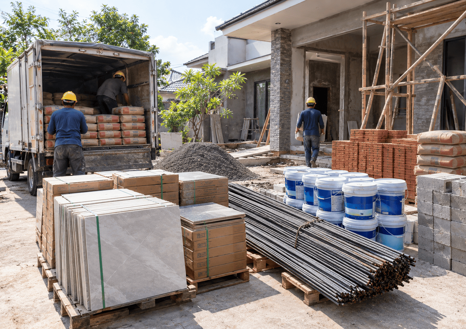 Koordinasi material dan tukang renovasi