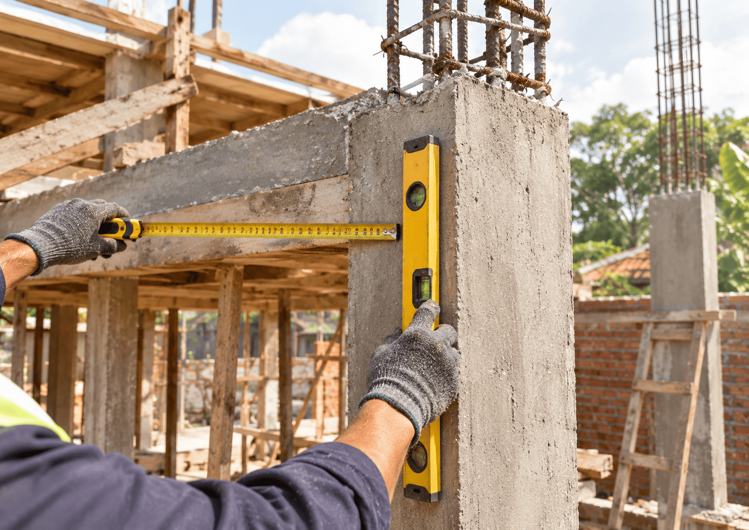 Pemeriksaan struktur rumah (kolom, balok, pondasi) oleh pengawas sebelum finishing