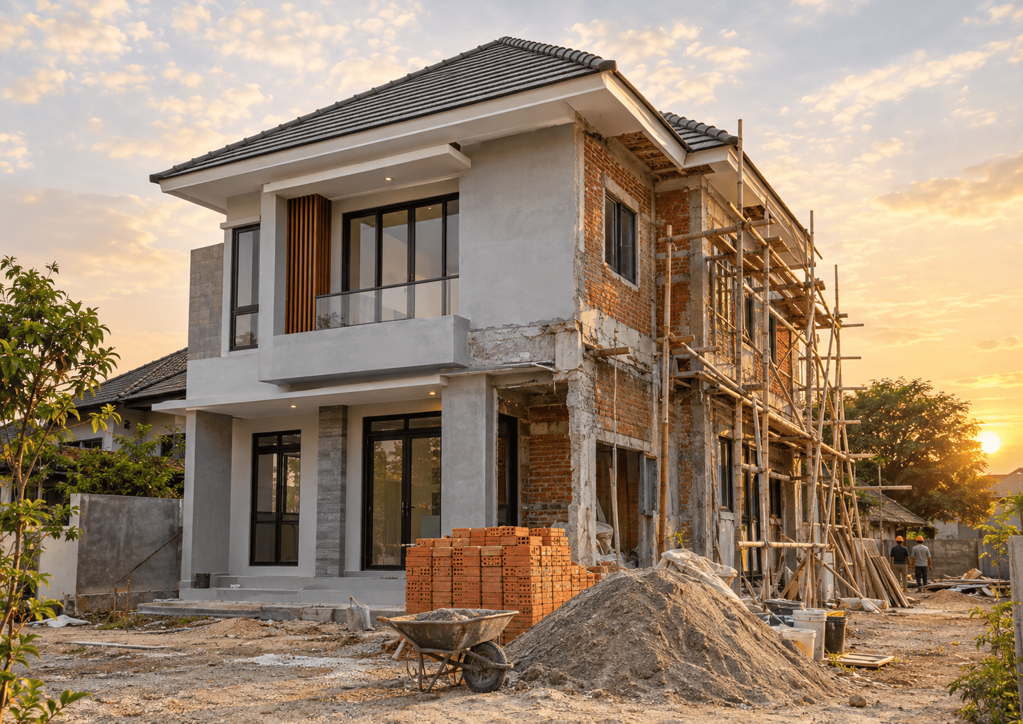 Rumah sedang direnovasi oleh tim Vorta Studio