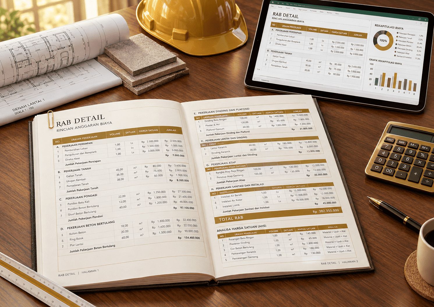 RAB detail volume pekerjaan dan analisa harga satuan