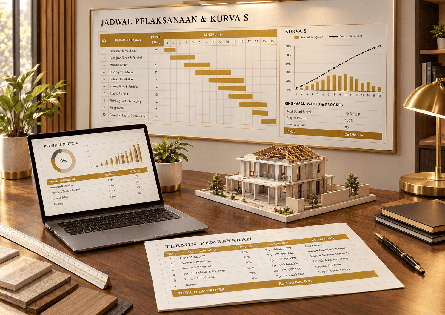 Jadwal pelaksanaan kurva S dan termin pembayaran
